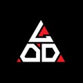 LOD triangle letter logo design with triangle shape. LOD triangle logo design monogram. LOD triangle vector logo template with red