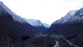 Lodalen valley from Mount Hoven in Loen in Vestland in Norway