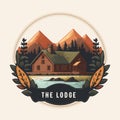 Lodge badge logo, Wood cabin nature forest logo vector illustration