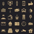 Lodge icons set, simple style