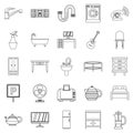 Lodging house icons set, outline style Royalty Free Stock Photo