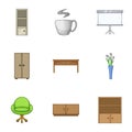 Lodging icons set, cartoon style