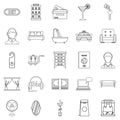 Lodging icons set, outline style