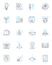 Lodging industry linear icons set. Accommodation, Hospitality, Tourism, Lodging, Travel, Hotel, Motel line vector and Royalty Free Stock Photo