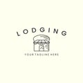 Lodging with line art style logo icon template design. housing, hostelry, hostel vector illustration