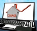 Lodgings House Laptop Shows Accommodation Or Residency Vacancy