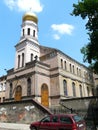 LODZ , POLAND -SAINT OLGA ORTHODOX CHURCH IN THE CITY CENTER OF LODZ Royalty Free Stock Photo