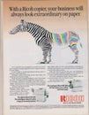 Poster advertising Ricoh digital and colour copiers machine in magazine from 1992