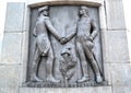 LODZ, POLAND. A bas-relief with Tadeusz Kosciusko and George Washington`s image. Fragment of a monument of Kosciusko