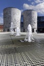 EC1 Science and Technology Center, fountain and cooling towers with wall mural, Lodz, Poland