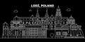 Lodz silhouette skyline. Poland - Lodz vector city, polish linear architecture, buildings. Lodz travel illustration