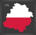 Lodzkie map of Poland with Polish national flag illustration Royalty Free Stock Photo