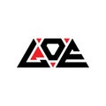 LOE triangle letter logo design with triangle shape. LOE triangle logo design monogram. LOE triangle vector logo template with red Royalty Free Stock Photo