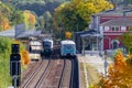 Loebau, Saxony, Germany - 10.12.2019; a historic and a modern regional train waiting Royalty Free Stock Photo