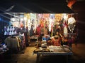 LOEI - JANUARY 13: Unidentified woman selling dream catchers in Chiang Khan night street market on January 13, 2019 in Loei, Royalty Free Stock Photo