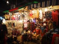 LOEI - JANUARY 13: Unidentified woman selling Indian products in Chiang Khan night street market on January 13, 2019 in Loei,