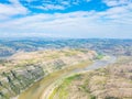 Sunny summer day in Yonghe Yellow River Snake Bend Geological Park in Linfen, Shanxi