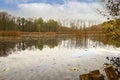 LOEWENSTEIN, GERMANY - Nov 08, 2020: Small lake in autumn Royalty Free Stock Photo