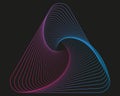 Dynamic line art. Geometric shapes with a color gradient from blue to magenta. lines leading endlessly in the black background. Us