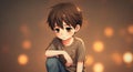 Lofi anime sad boy illustration Royalty Free Stock Photo
