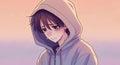 Lofi anime sad boy illustration Royalty Free Stock Photo