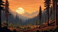 Lofi Design Showcasing The Stunning Landscape Of Sequoia National Park