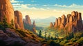 Lofi Design Showcasing The Stunning Pinnacles National Park Landscape