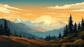 Lofi Design: Whistlerian Illustration Of Sunset In Olympic National Park