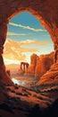 Lofi Digital Painting Of Arches National Park Landscape