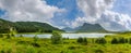 Lofoten fjord summer overcast view Royalty Free Stock Photo