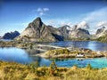 Norway, Lofoten Islands, Coast Landscape Mountains Fjords Royalty Free Stock Photo