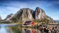 Norway, Lofoten Islands, Coast Landscape Mountains Fjords Royalty Free Stock Photo