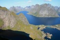 Lofoten Islands seen from top of Reinebringen