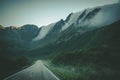 Lofoten Norway Cloudy Early Morning Scenic Highway