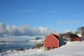 Lofoten's barn on the fjord Royalty Free Stock Photo