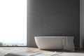 Loft bathroom interior, white bathtub Royalty Free Stock Photo