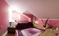 Loft bedroom panorama Royalty Free Stock Photo