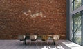 The loft dining room interior design and brick wall pattern background Royalty Free Stock Photo