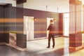 Loft hotel, office, apartment block corridor, man Royalty Free Stock Photo