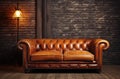 Loft interior. leather sofa. room in brown color. luxury livingroom