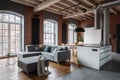 Loft interior with wooden ceiling