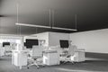 White chairs loft office interior, gray and white Royalty Free Stock Photo