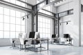 White brick loft office corner, column Royalty Free Stock Photo