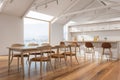 Loft Scandinavian kitchen corner, bar and table Royalty Free Stock Photo