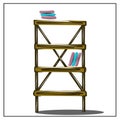 Loft shelving and books isolated objects, Furniture. Interior. Household items. Isolated vector objects Royalty Free Stock Photo