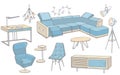 Loft sofa 1 color blue Royalty Free Stock Photo