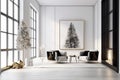 Loft style downtown apartment with Christmas tree Royalty Free Stock Photo