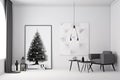 Loft style downtown apartment with Christmas tree Royalty Free Stock Photo