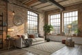 Loft style house with sofa and accessories Royalty Free Stock Photo