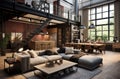 Loft style house sofa. Generate Ai Royalty Free Stock Photo